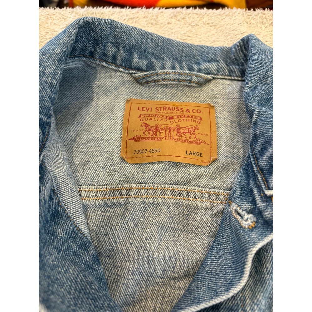 Vintage 90s Levi's 70507 Type III Trucker Jacket USA Made Large Denim Blue Faded - Picture 4 of 16